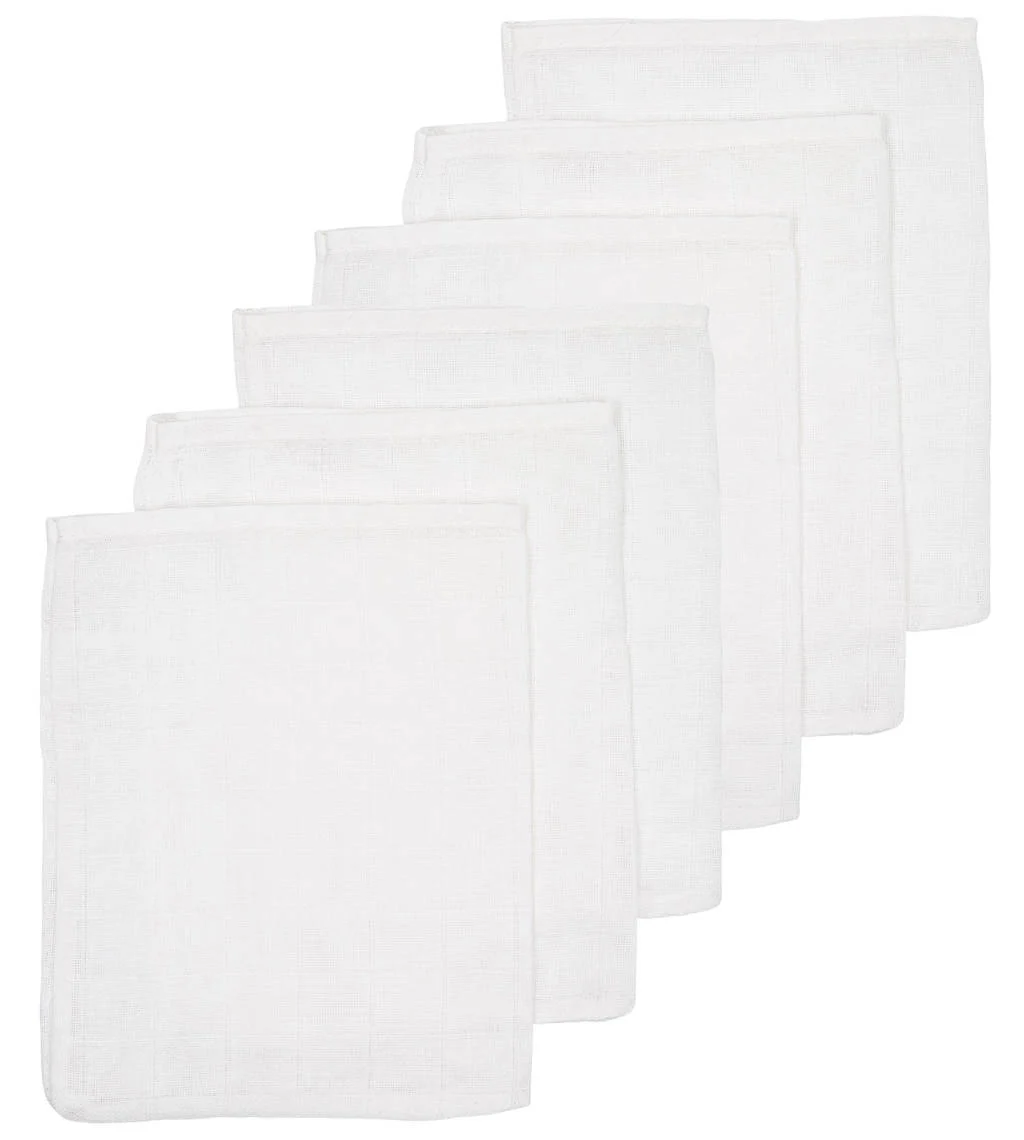 hydrofiel baby washandje Uni - set van 6 Wit