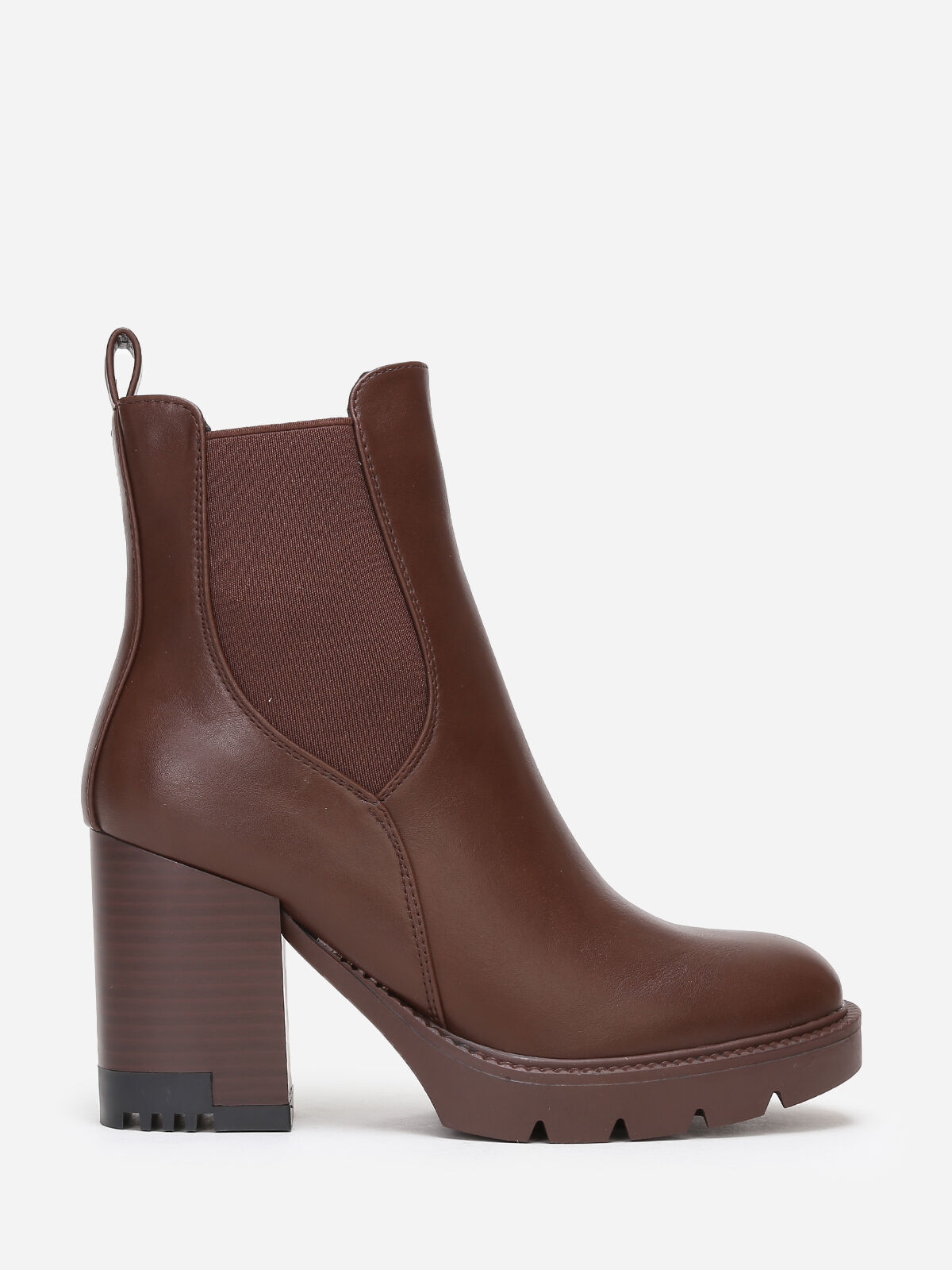 Bottines Chelsea à talon cranté- Marron