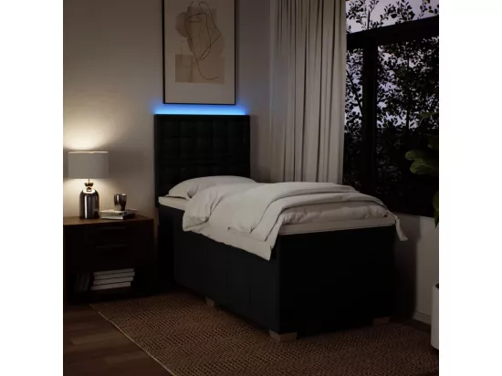 Sommier à lattes de lit avec matelas Noir 90x190 cm Tissu