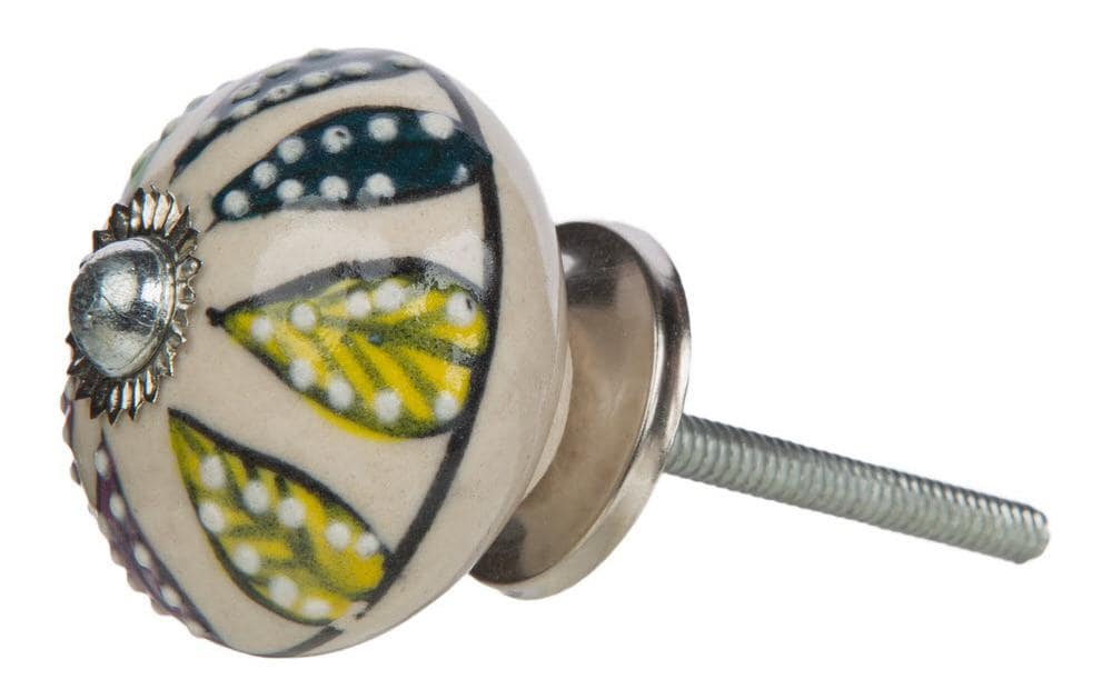 Möbelgriff handgemacht, Ø 4 cm, Mehrfarbig/SilberMöbelknauf mit Muster