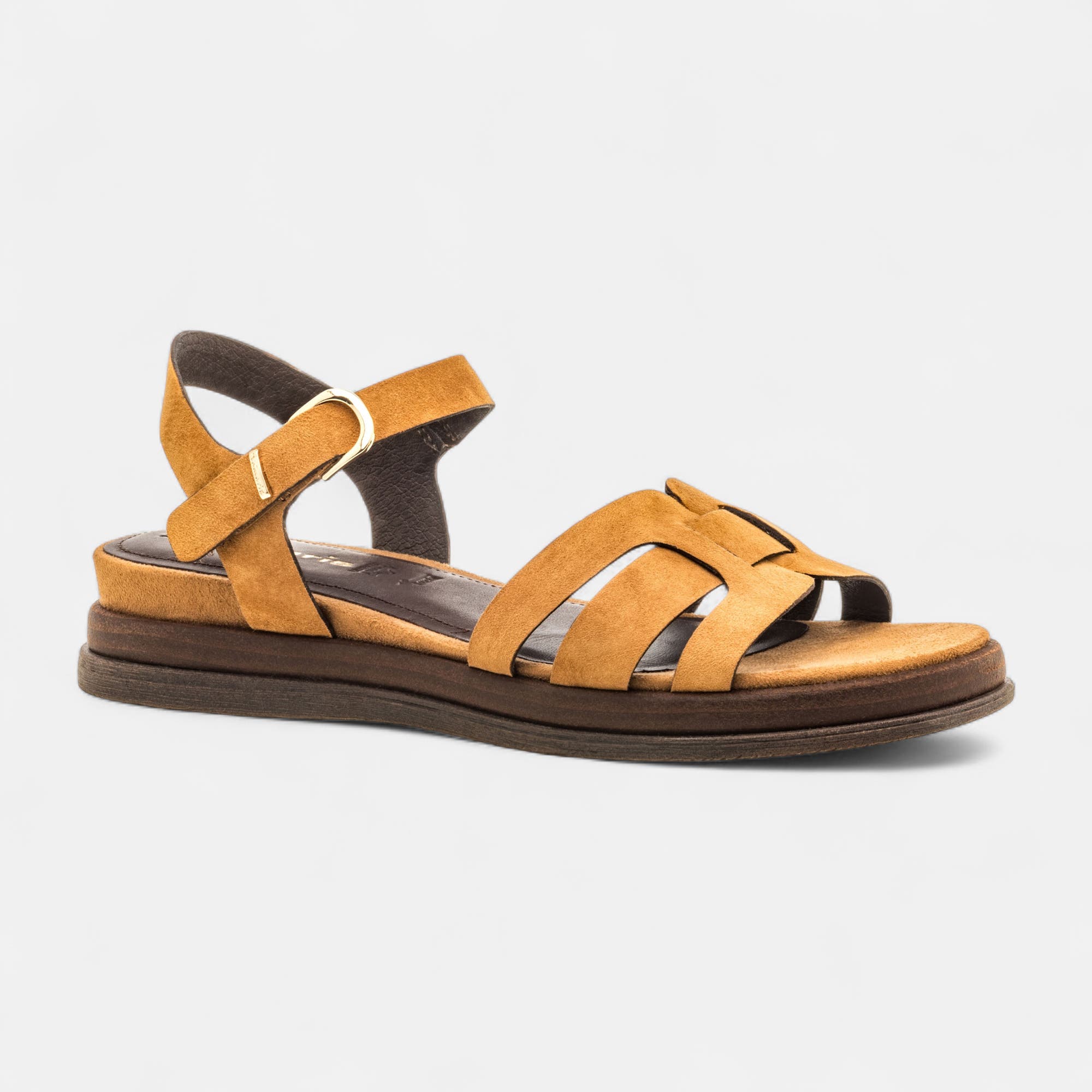 Nu-pieds Femme en cuir cognac