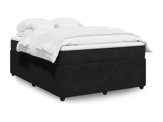 Sommier à lattes de lit avec matelas Noir 140x190 cm Velours