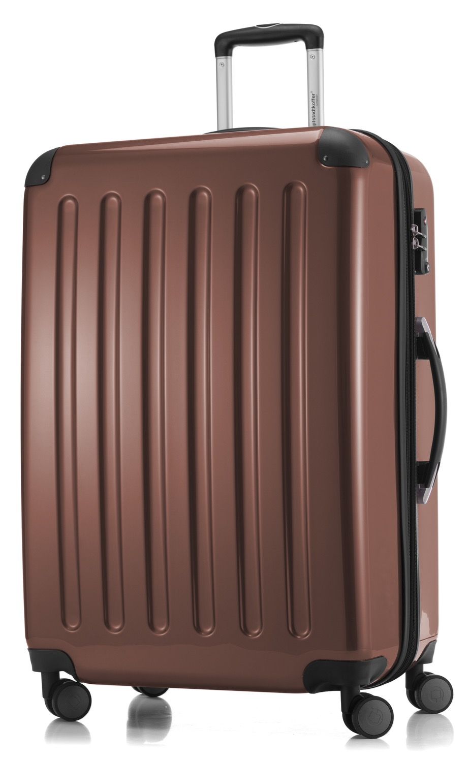 Alex - mala de mão rígida preta brilhante, aprovada pela TSA, 55 cm, 42 litros