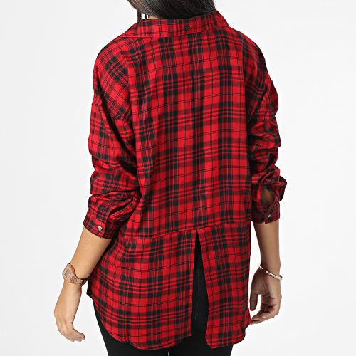 Chemise Manches Longues Femme Ness Carreaux Rouge Noir