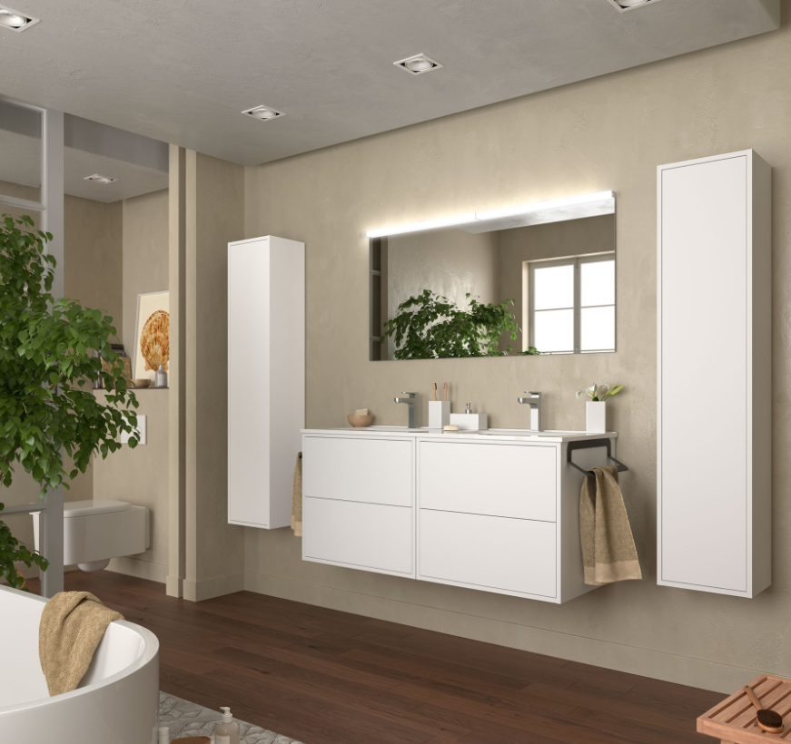 Muebles Ideal badmeubel 120cm met wastafel en spiegel wit mat