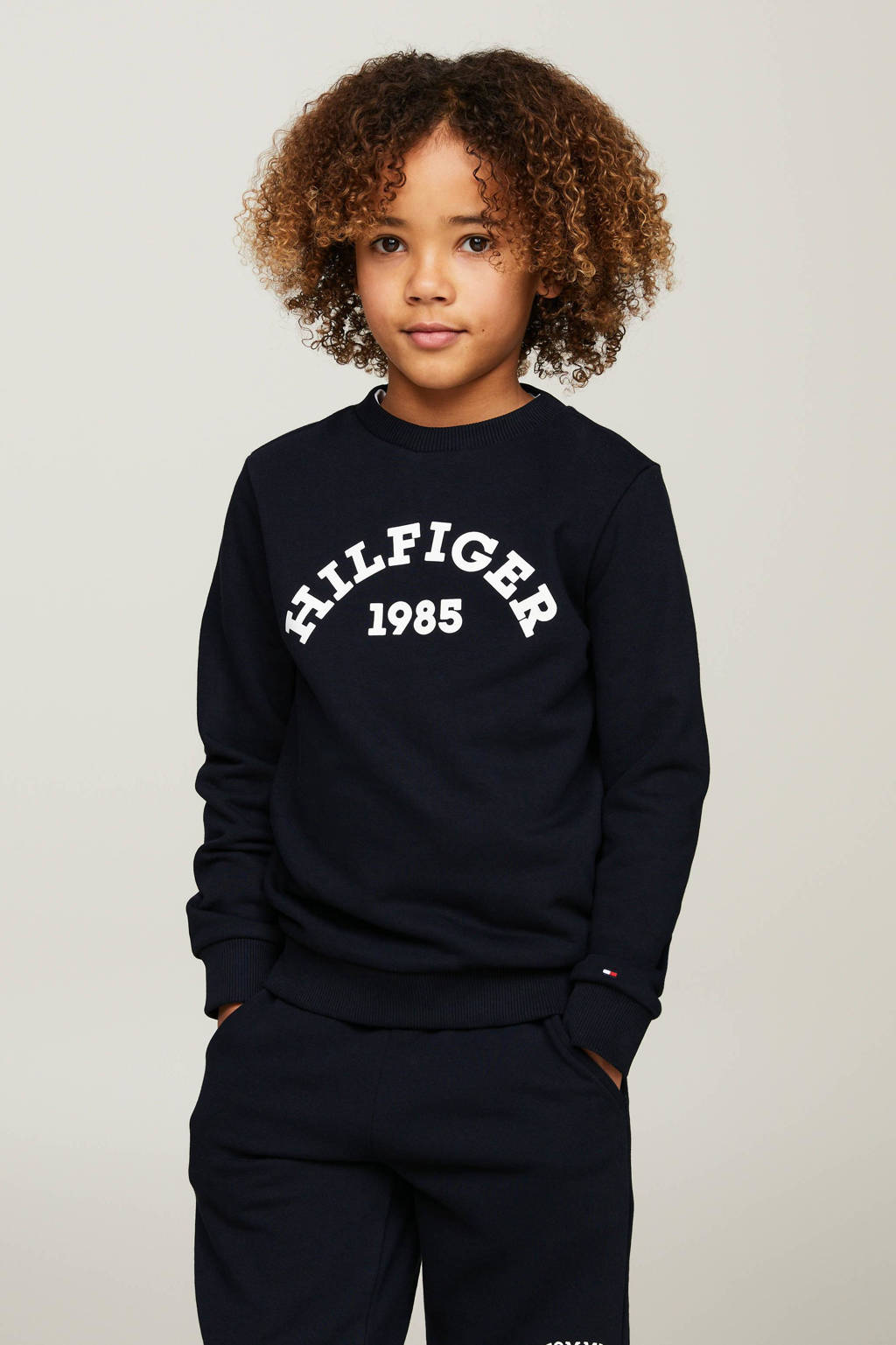 Tommy Hilfiger sweater met logo donkerblauw