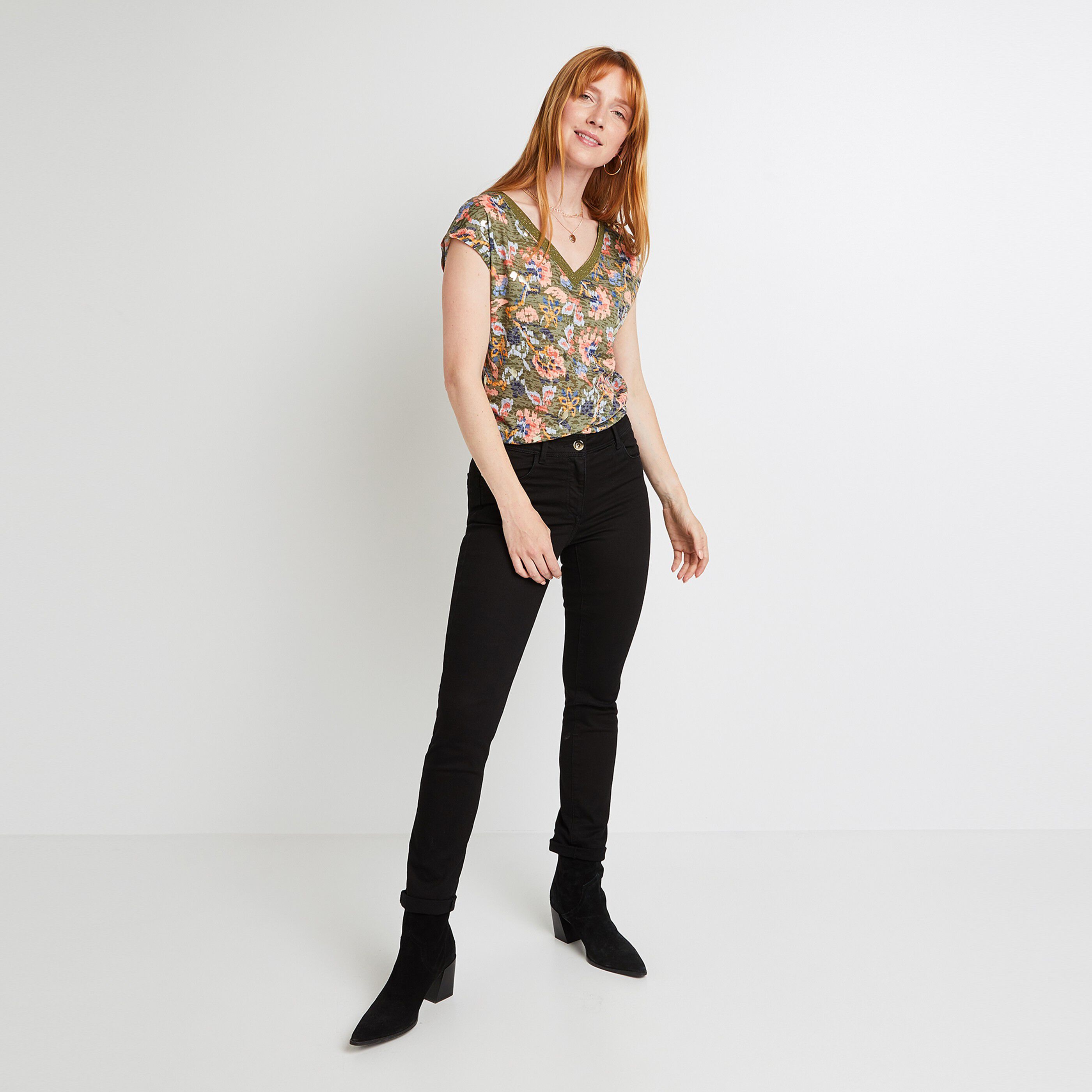 Jean slim TOKYO raccourci femme - BLACK