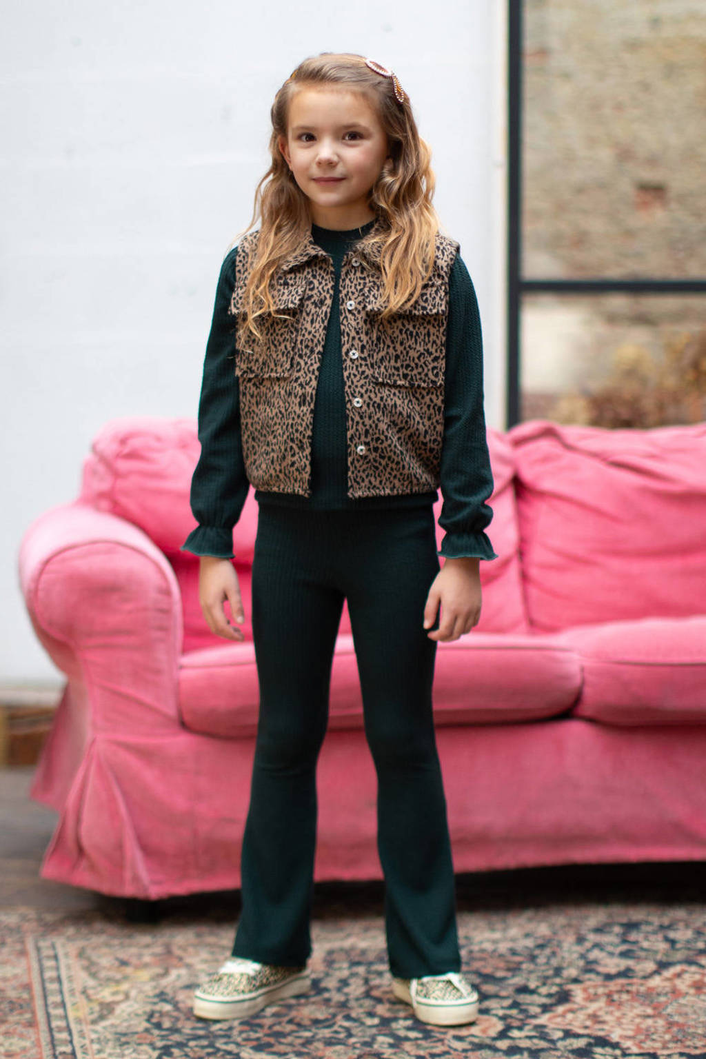 Moodstreet flared broek Bess donkergroen