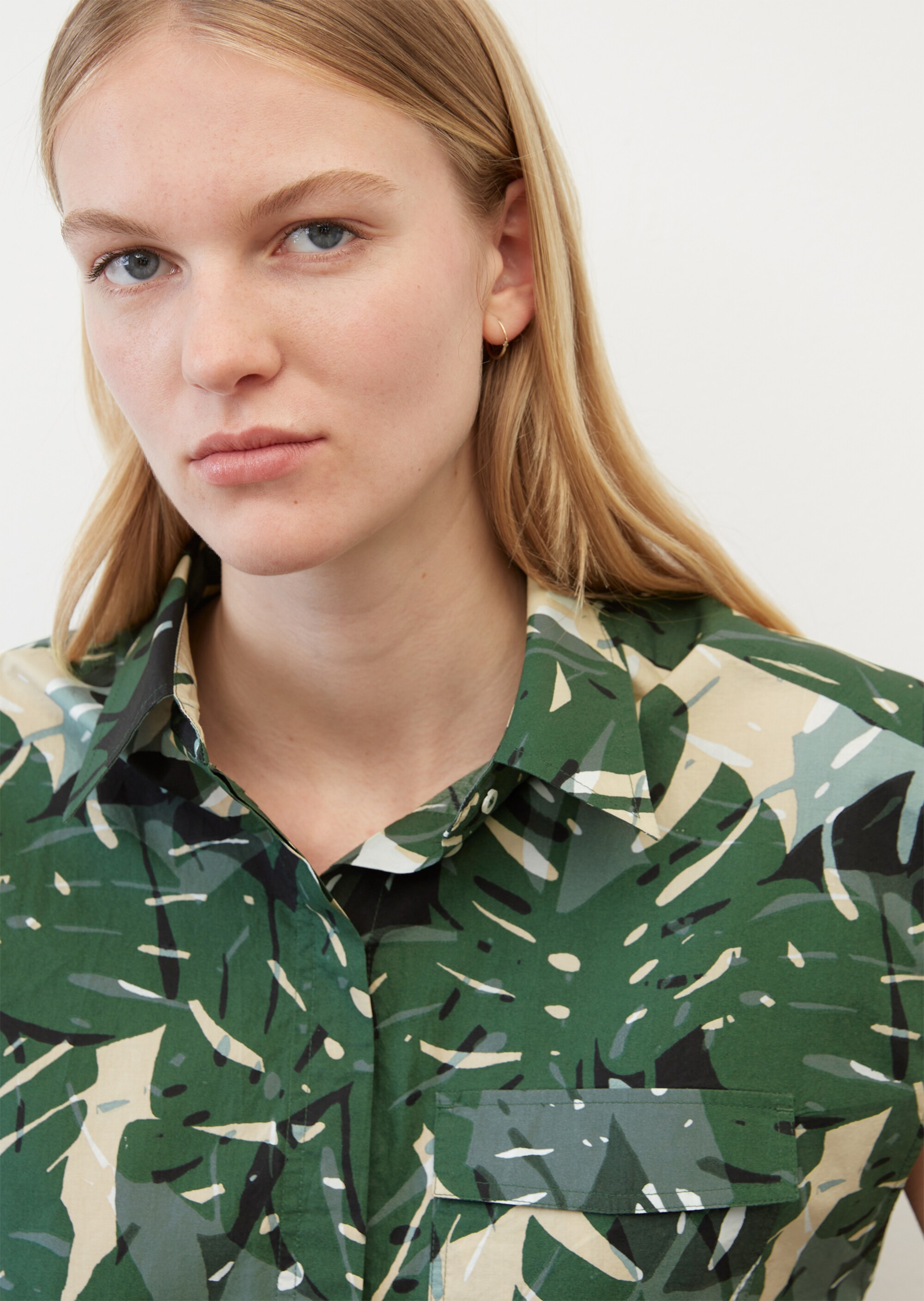 Ärmellose Print-Bluse aus Baumwoll-Popeline
