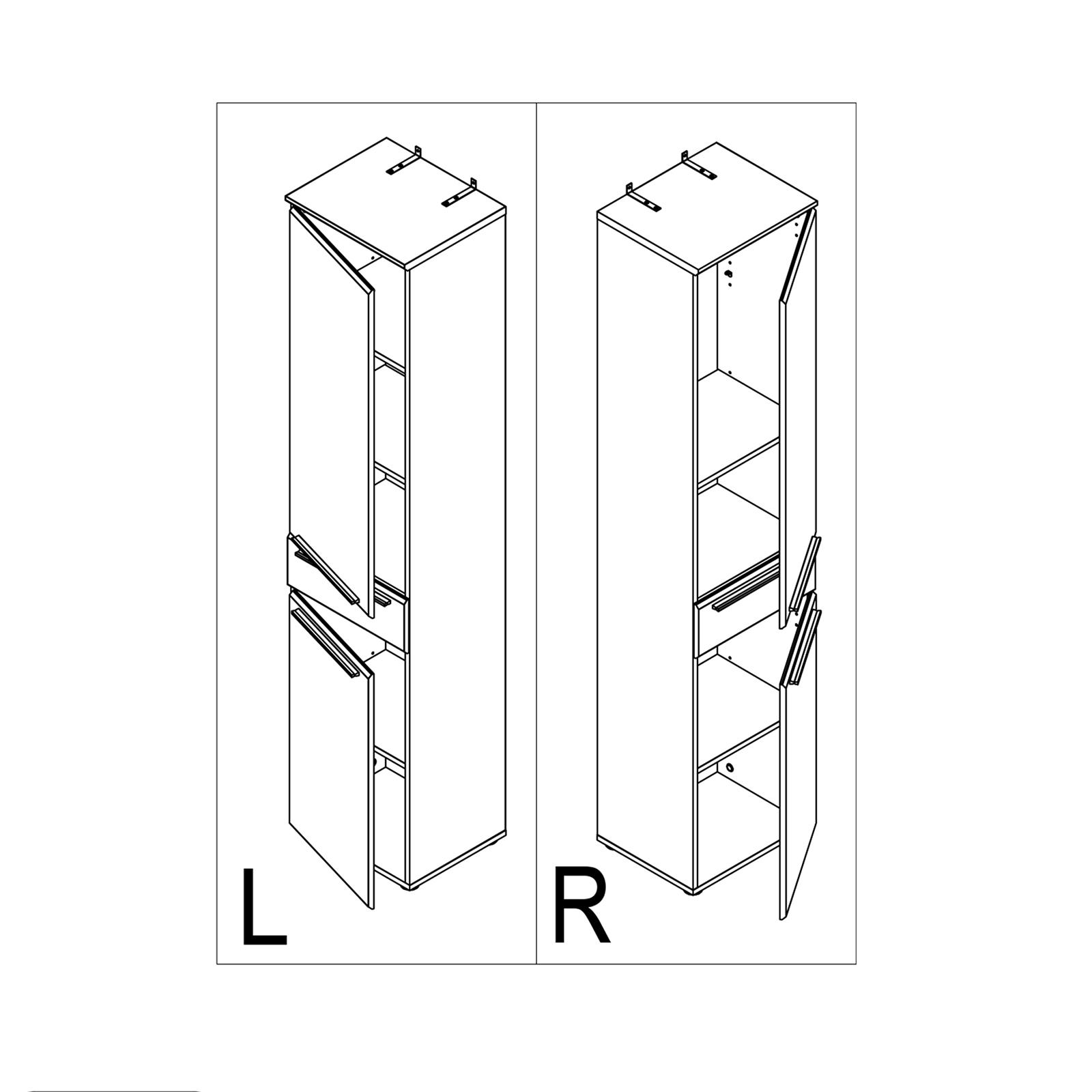 Hochschrank - Bianco Eiche-weiß - 185 cm hoch