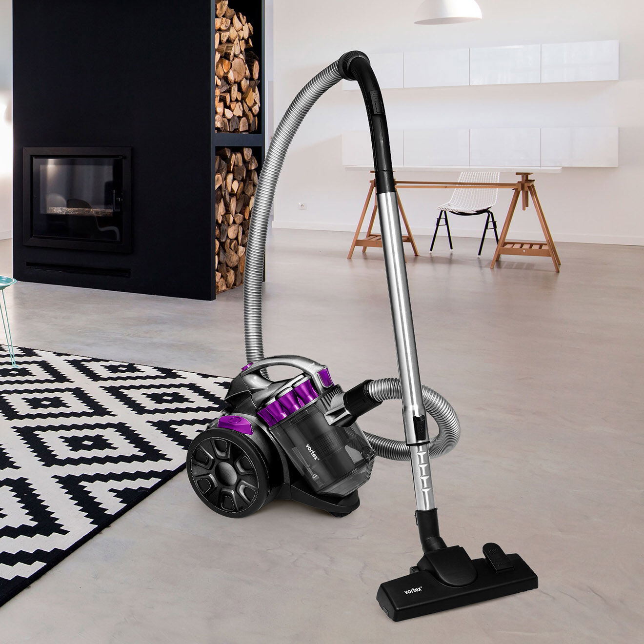 Vortex Aspirateur traineau sans sac avec brosse pour animaux noir
