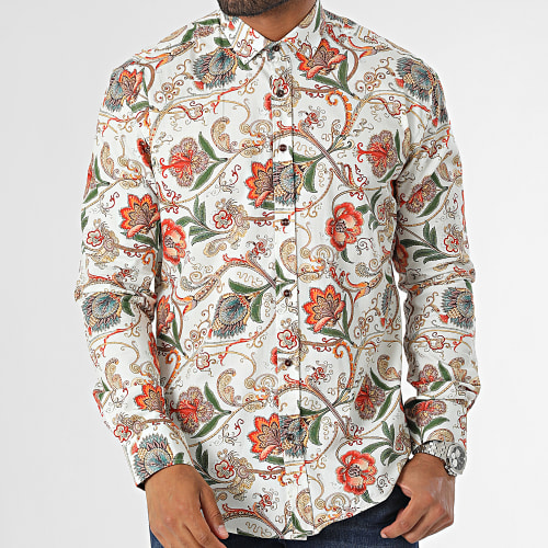 Chemise Manches Longues Blanc Floral