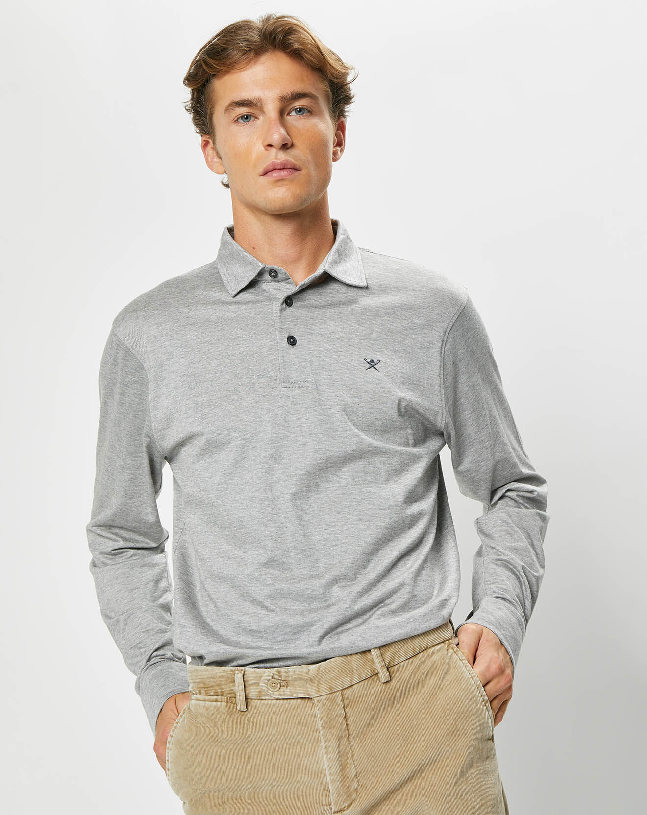 Hackett London Polo Classic Fit Mercerise gris