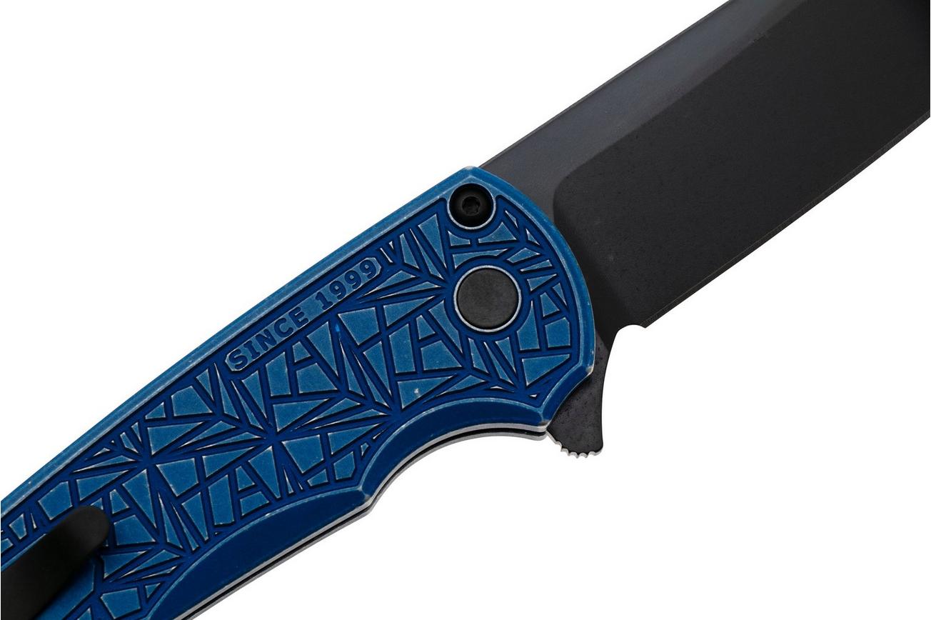 Pro-Tech Malibu 5406-BW-BL-NEXUS, DLC CPM MagnaCut, Reverse Tanto, Battleworn Blue Aluminum zakmes