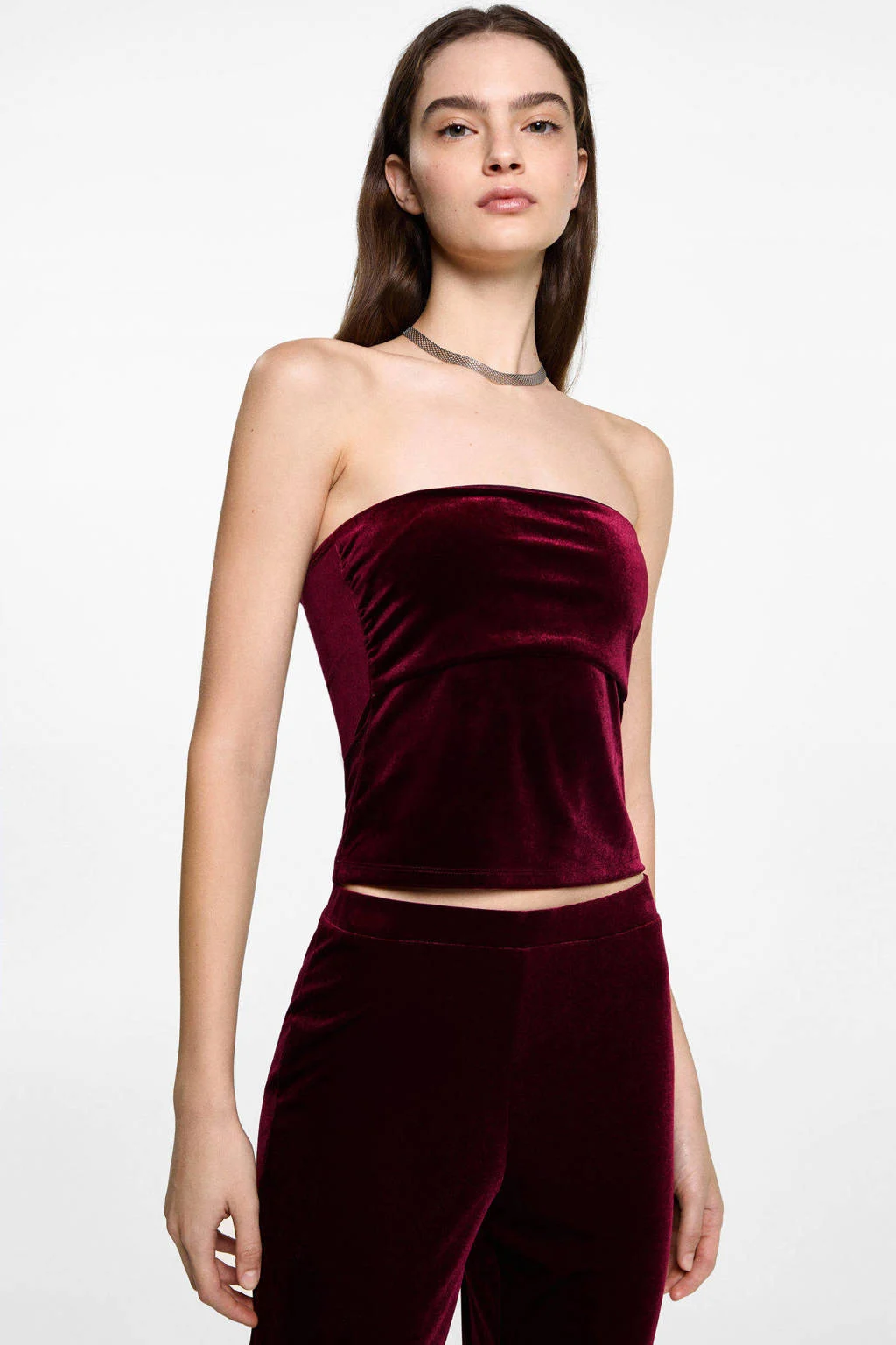 MANGO TEEN strapless top donkerrood