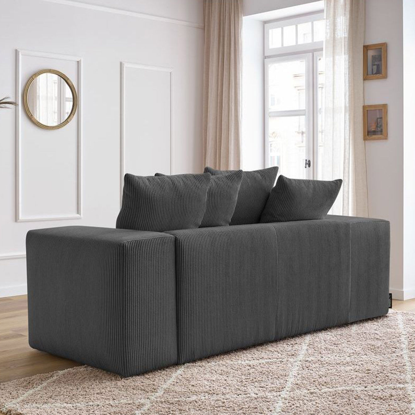 Bobochic Canapé 2 places moelleux voltaire gris foncé - 220x124x75 cm