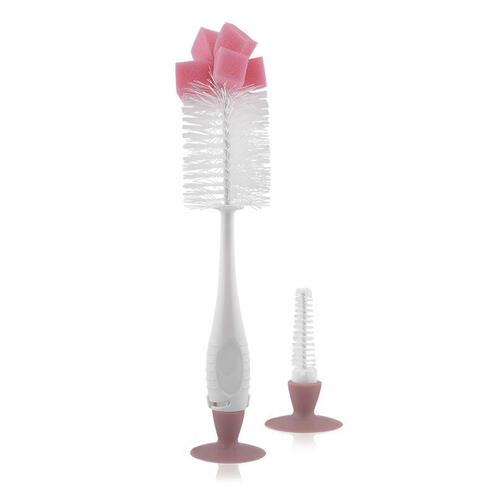 Goupillon éponge 2 en 1 à ventouse Rose - LORELLI