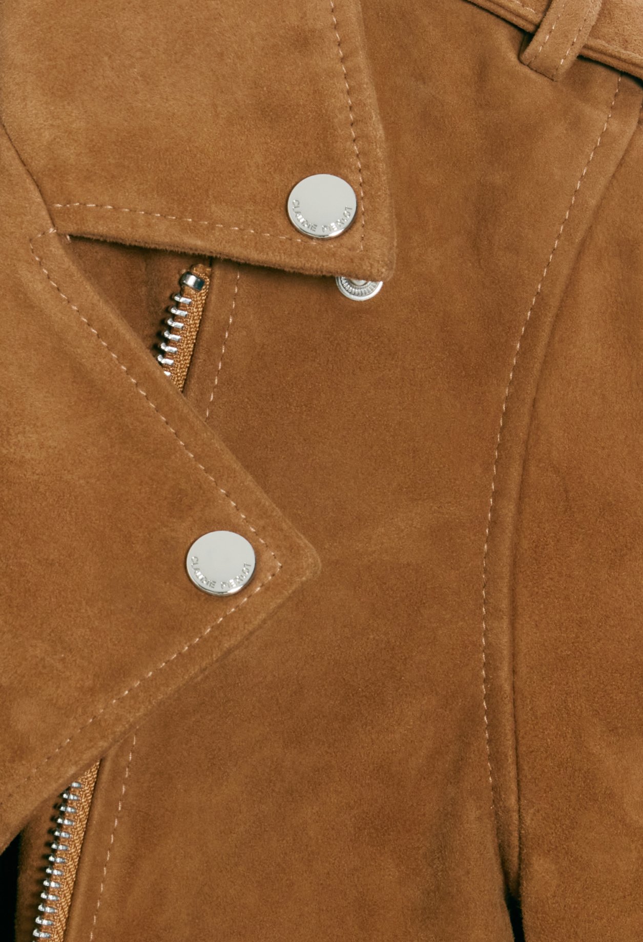 Blouson cuir suede camel