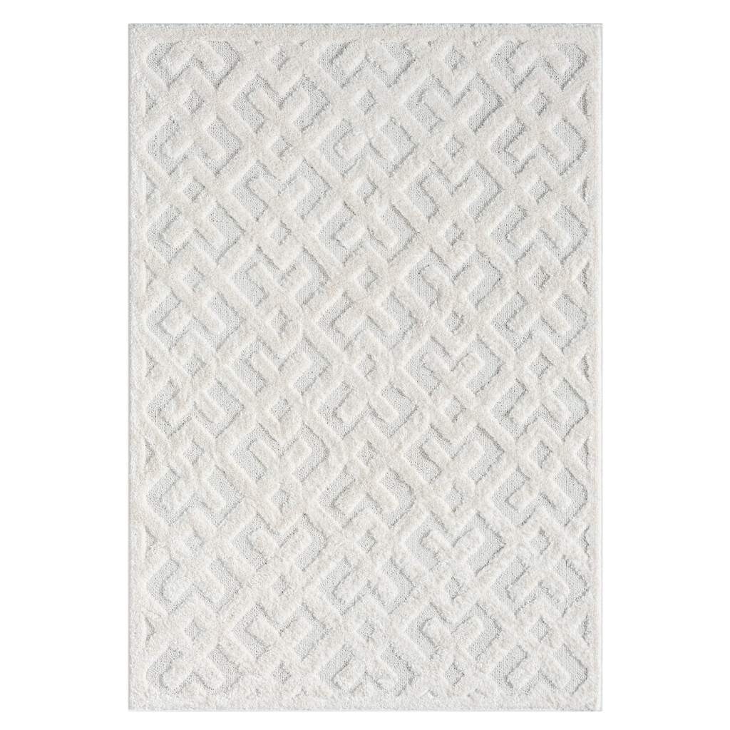 Carpet City Hochflor-Teppich »FOCUS737« rechteckig 20 mm Höhe Boho-Teppich, Hochtief-Muster/ 3D-Effekt, für Wohnzimmer, Schlafzimmer