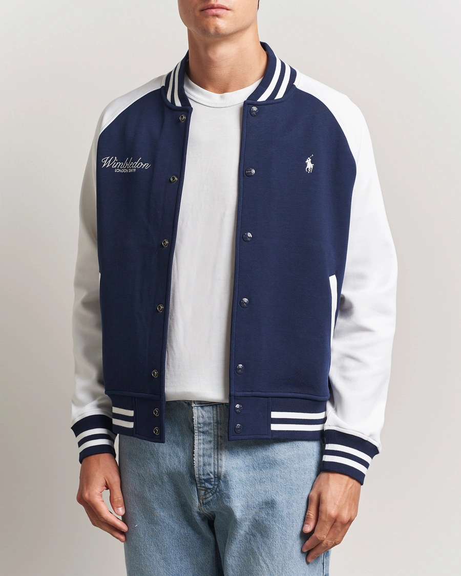 Polo Ralph Lauren Wimbledon Double Knit Baseball Sweatshirt Navy/White