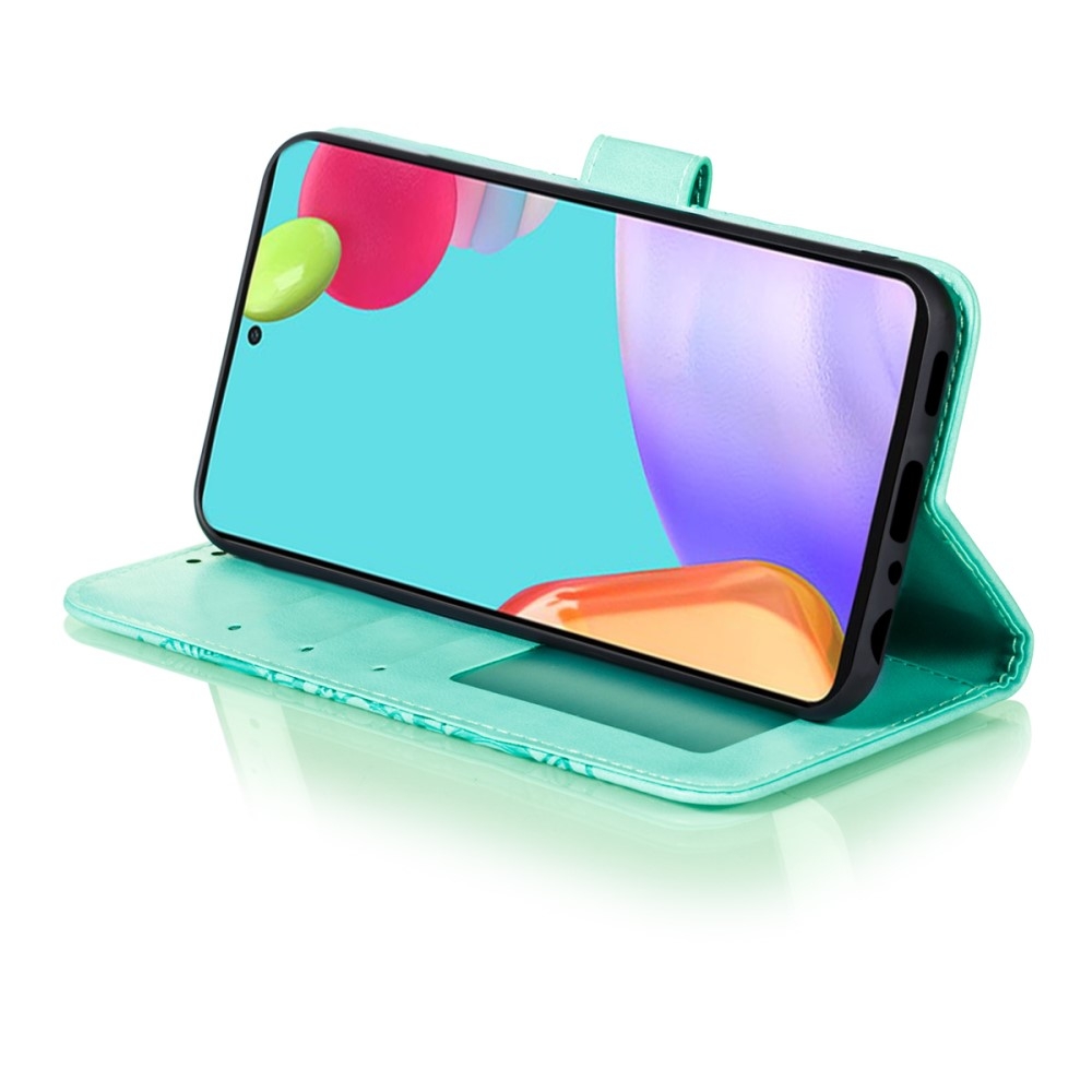 Samsung Galaxy A52s 5G / A52 (5G) Leder Tasche Wallet - Mandala Flowers Imprint - Türkis