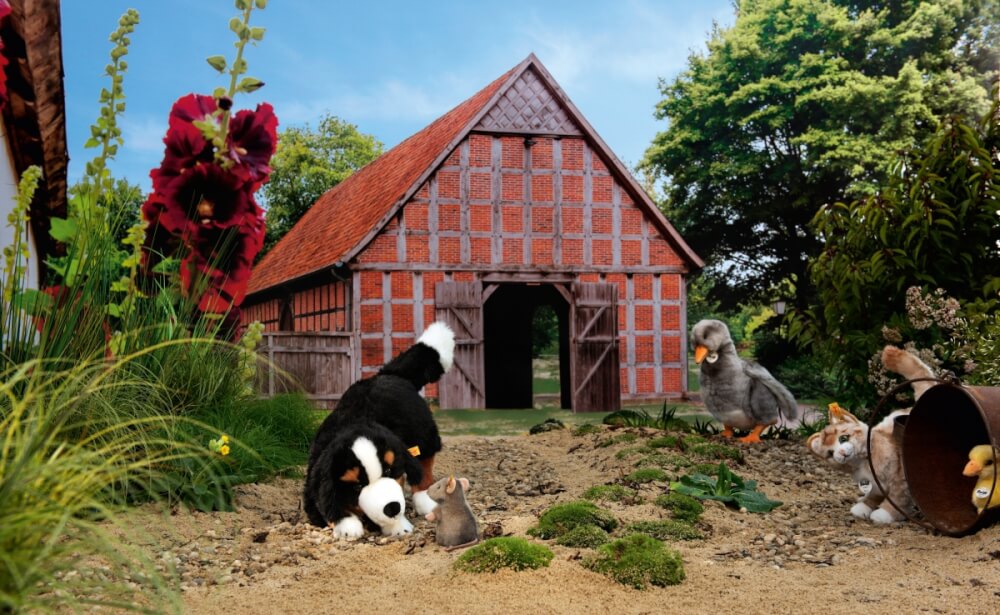 Steiff Senni Berner Sennenhund, schwarz/braun/weiß, liegend, 45 cm