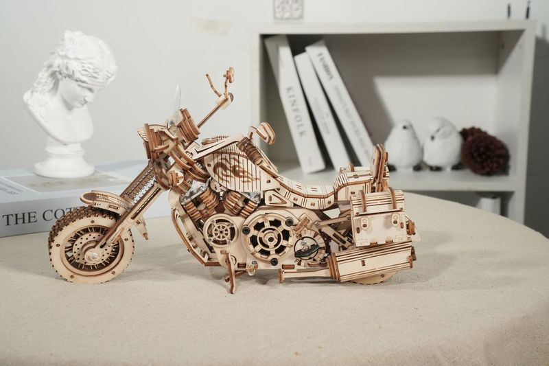 (420-tlg. Set) ROKR 3D Holz Puzzle Mechanischer DIY Modell Bausatz Home Deko für Erwachsene (LK504) - Motorrad