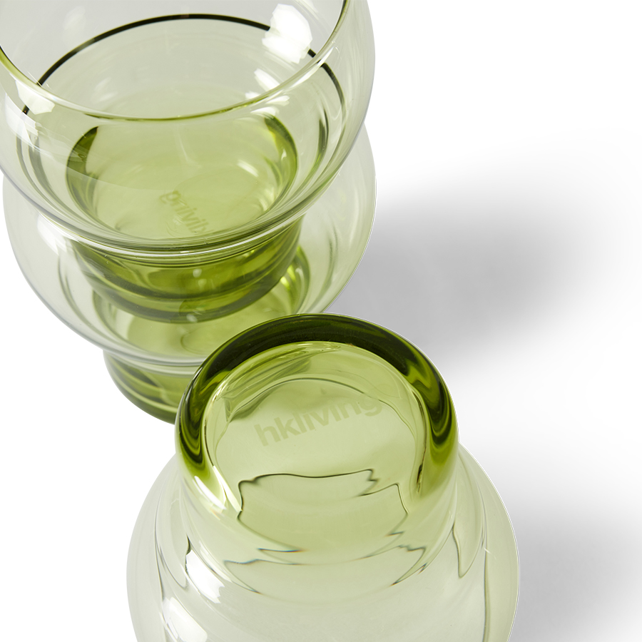 Servies 70's glassware bulb glasses mint green - set van 4
