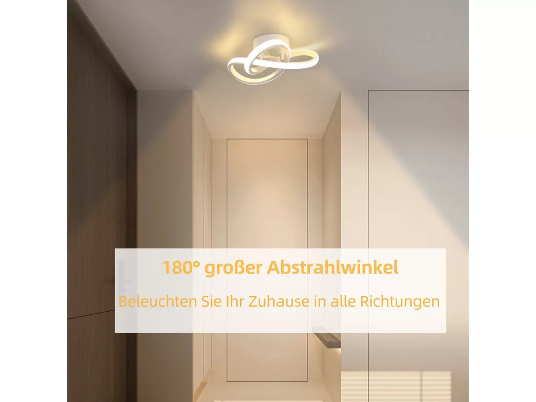 NETTLIFE Plafonnier LED Blanche Moderne 3000K Blanc Chaud Couloir 17W Petite Lampe de Chambre Design Géométrie pour Salon Cuisine