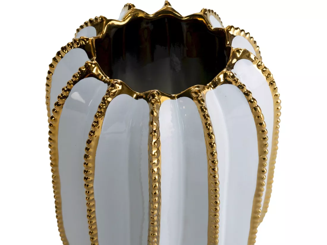 Vase Céramique -- Blanc/Doré