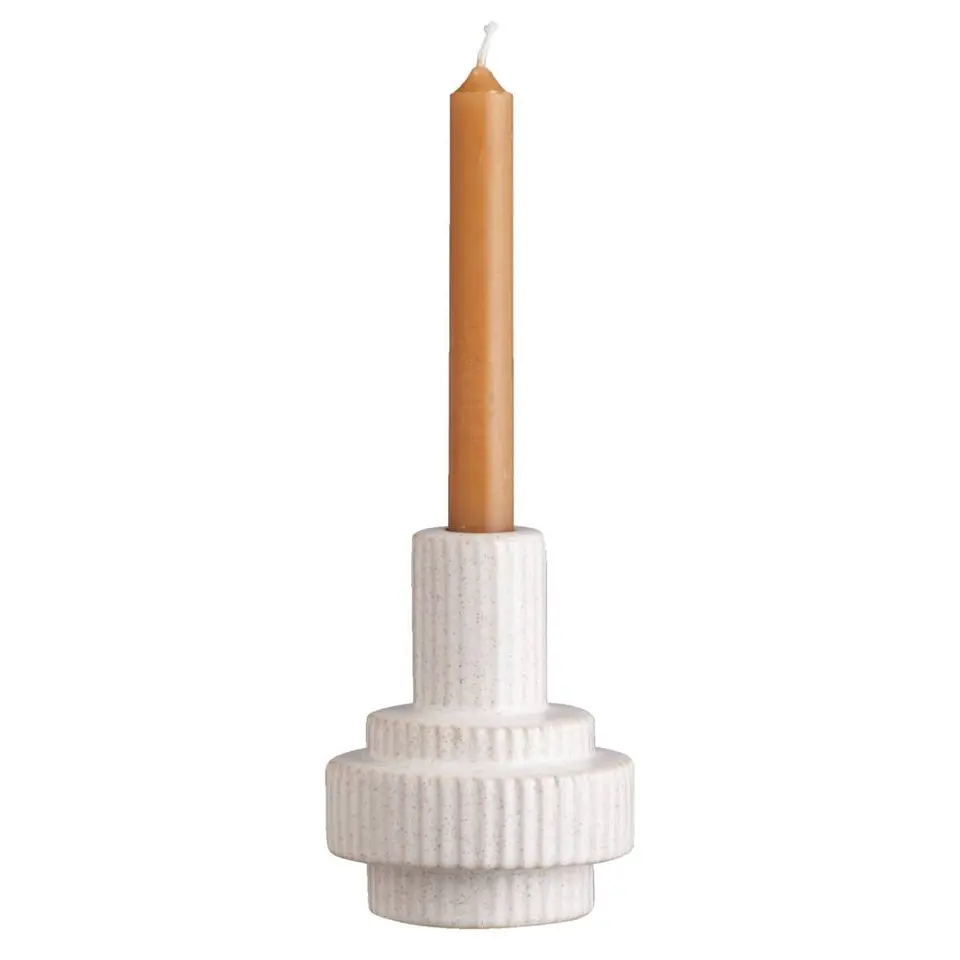 Kandelaar Ribe - zand - keramiek - 12,5xØ9,5 cm
