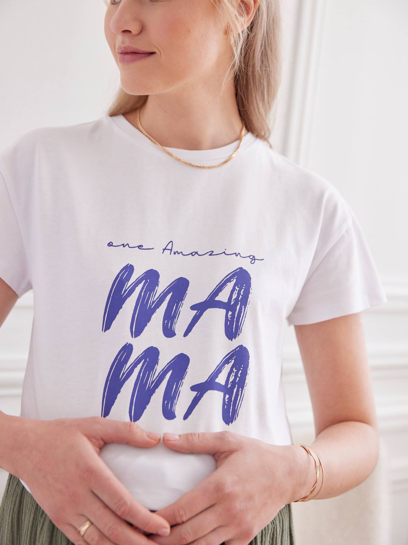 Camiseta de maternidade com mensagem autêntica