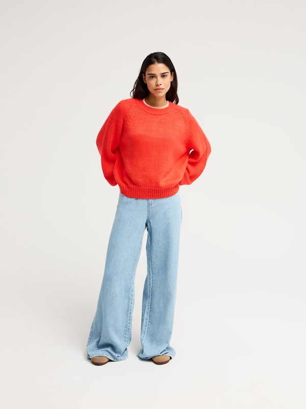 One In School Pull à col rond Rouge Femme