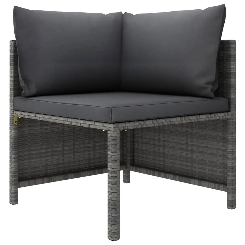 vidaXL - Hoekbank sectioneel - Grijs - Poly rattan - Met kussens