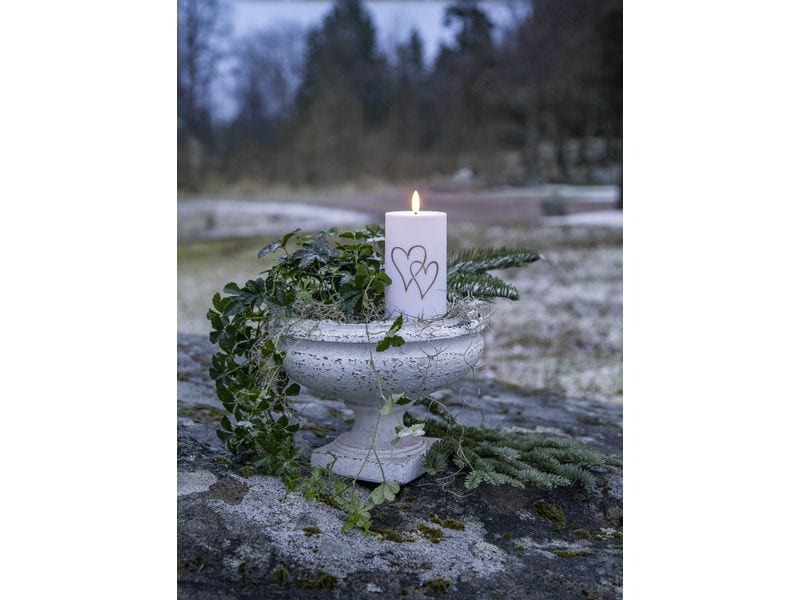 Star Trading LED Grabkerze Kerze Heart Warmweiss, 1 LED LED Memorial