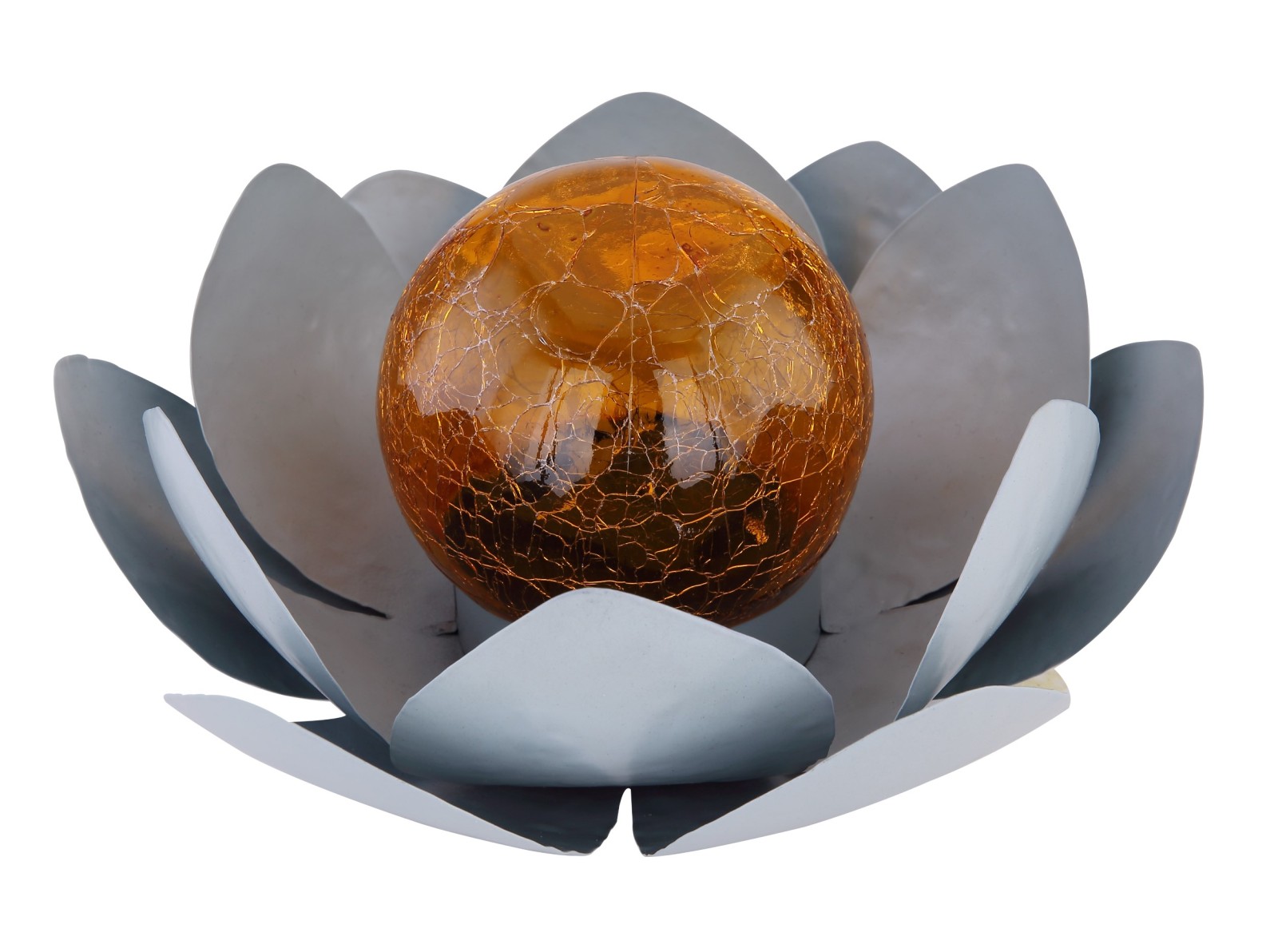 LED-Solarleuchte - grau-gold - metall