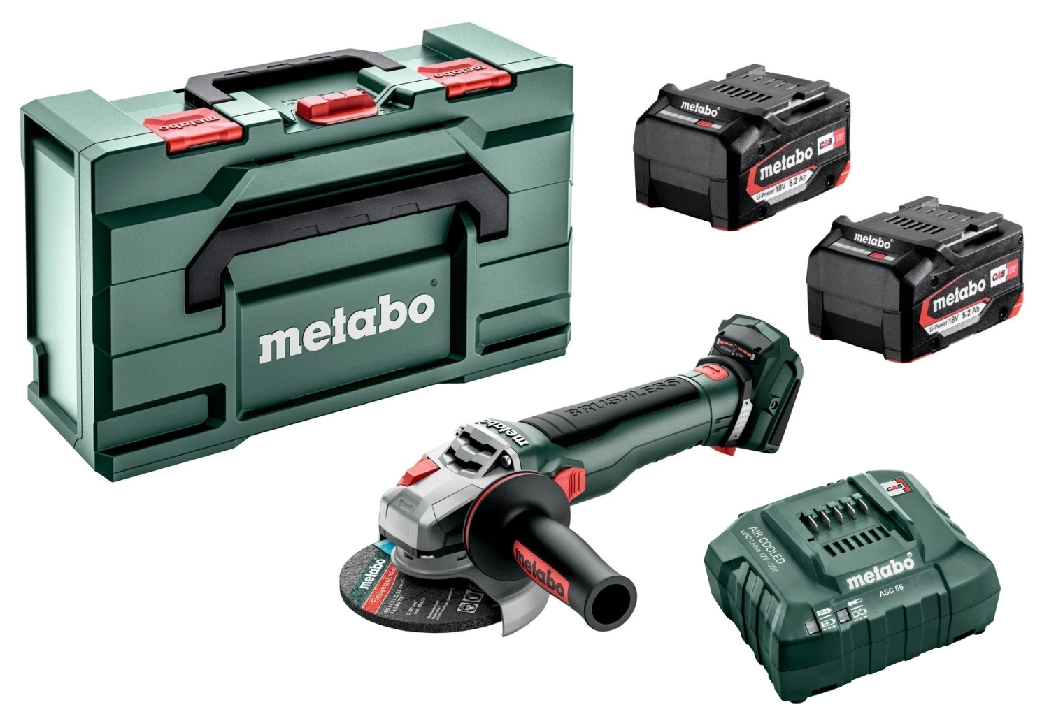 Metabo WB 18 LT BL 11-125 Quick 18V Li-Ion Accu-slijper set (2x 5.2Ah) in MetaBox