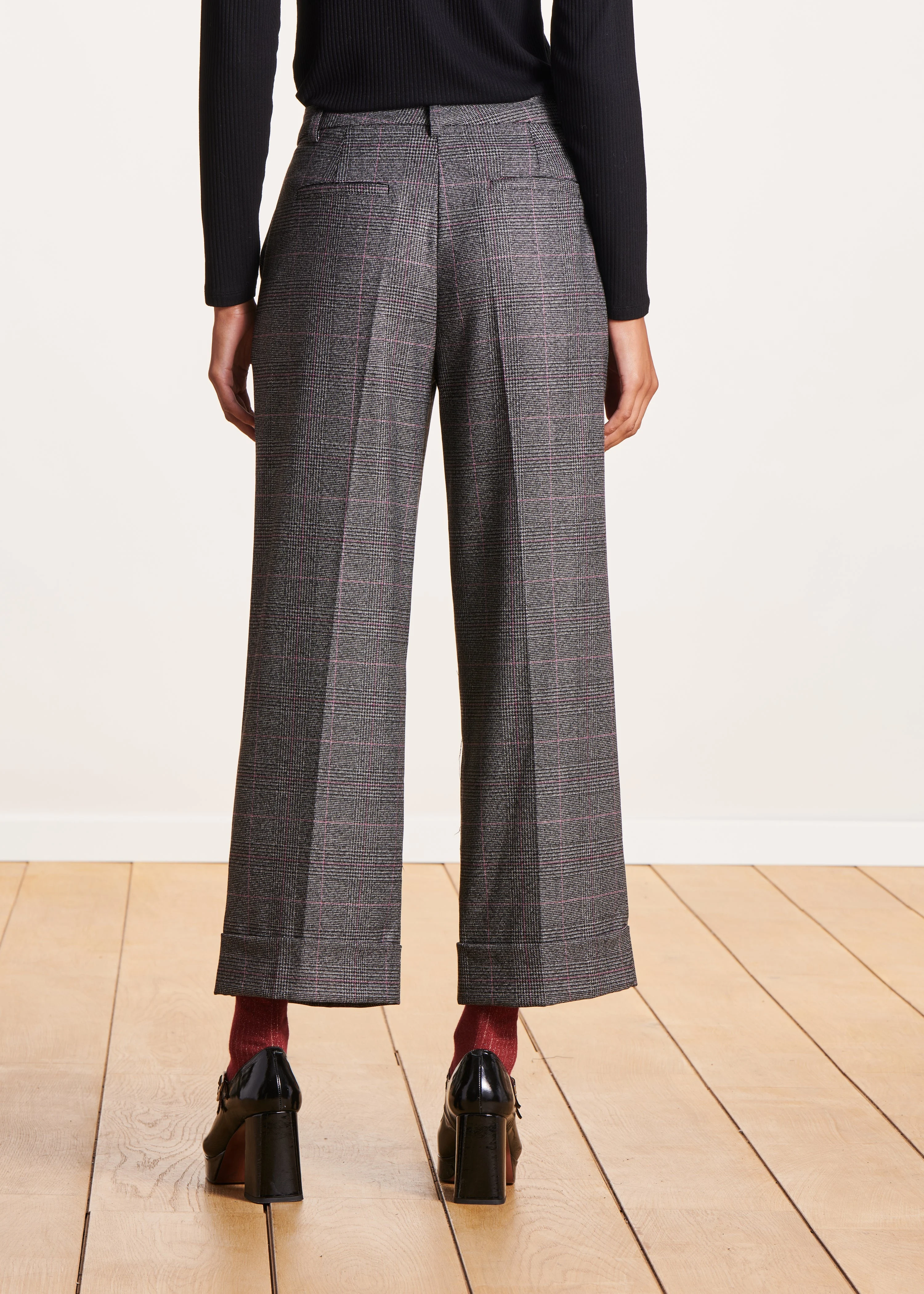 Pantalon droit 7/8ème imprimé | Gris