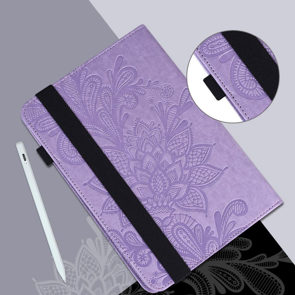 Samsung Galaxy Tab A8 10.5 (2021) Leder Tasche Flip Cover Blumen Mandala Imprint - Lila