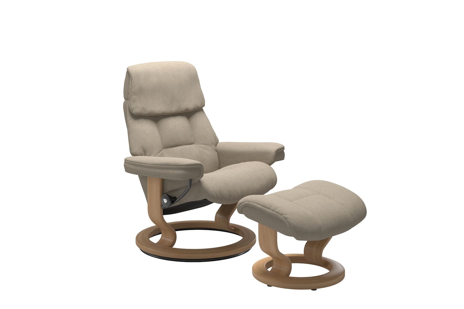 Ruby lenestol med krakk Tekstil Calido Light Beige - Classic - Eik