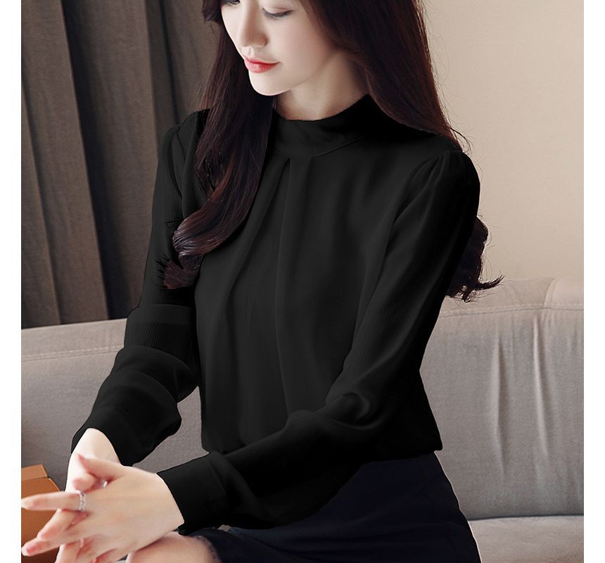 Sienne - Effen blouse met nephals