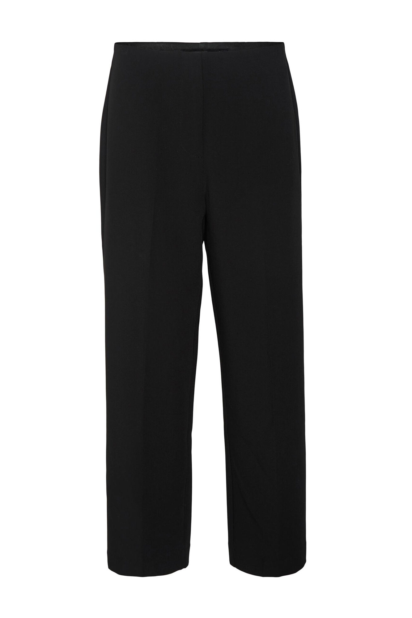 Calça feminina de cintura alta e corte reto - Preta