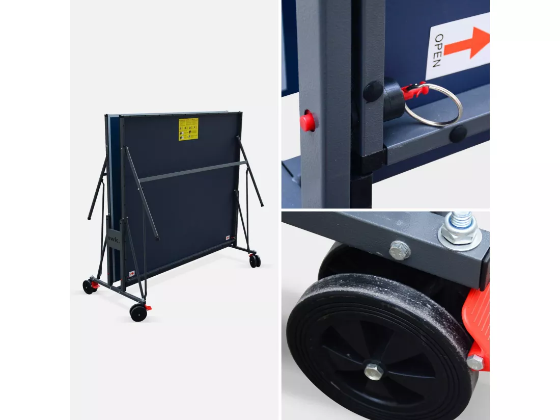 Table de ping pong INDOOR bleue - table pliable avec 4 raquettes et 6 balles. pour utilisation intérieure. sport tennis de table