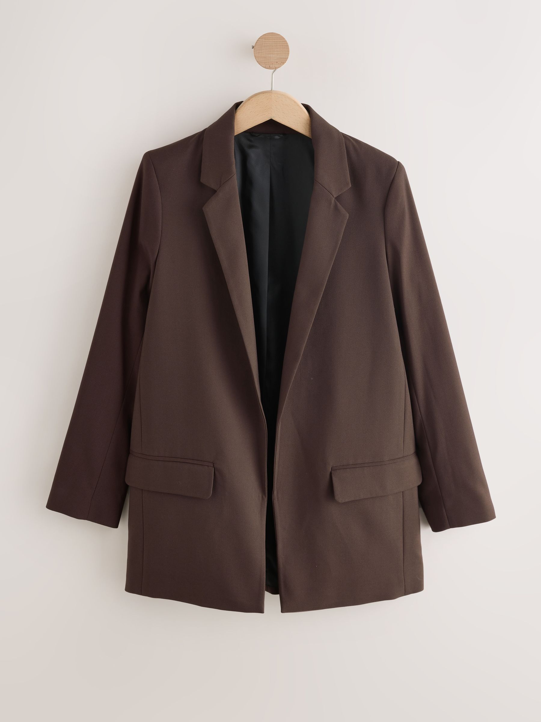 Chocoladebruin - Relaxte blazer van keperstof melange