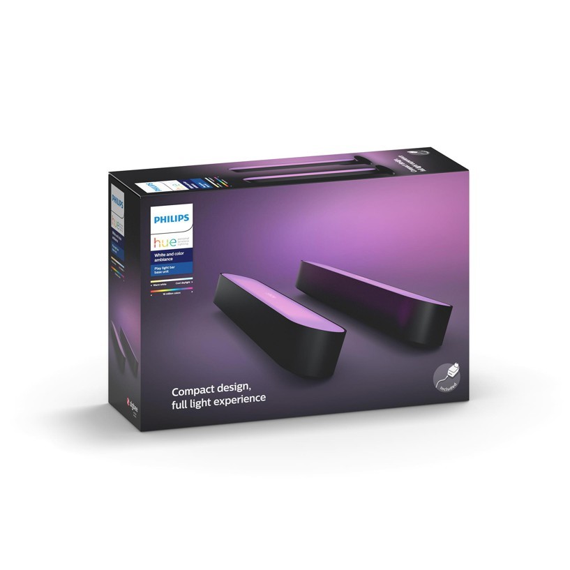 Philips Hue - Play Light Bar 2-Pack Black & Lightstrip Plus Starter Pakke - Bundle