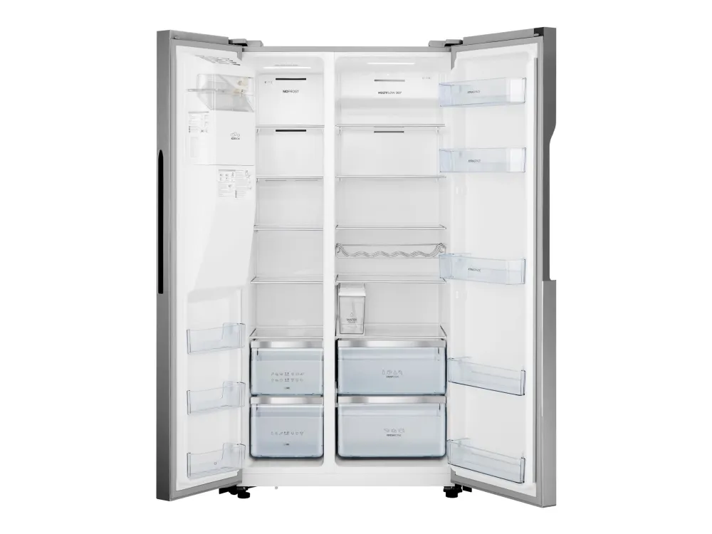 Gorenje NRS9182VX - Køleskab/fryser - side-by-side med vanddispenser, isdispenser - bredde: 90.8 cm - dybde: 67.9 cm - højde: 179.3 cm - 562 liter - Klasse E - rustfrit stål