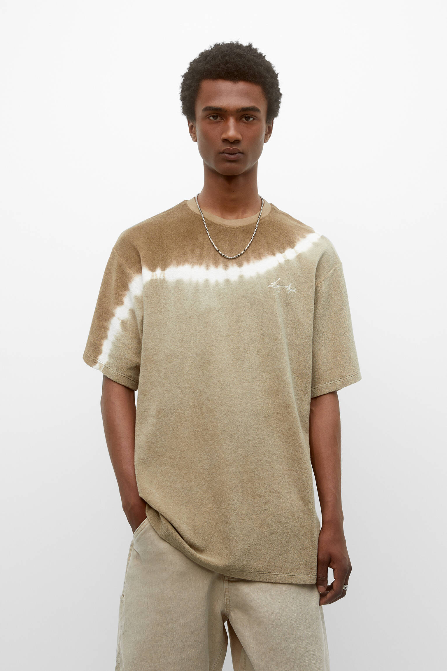 CAMISETA TIE-DYE DE MANGA CURTA - MARROM TAUPE