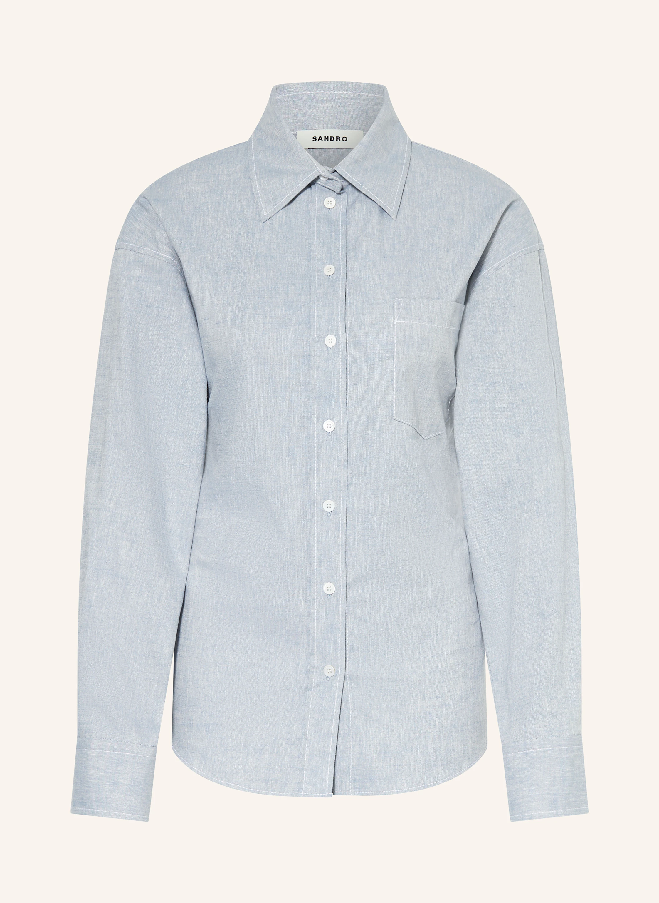 SANDRO Hemdbluse in Jeansoptik mit Leinen