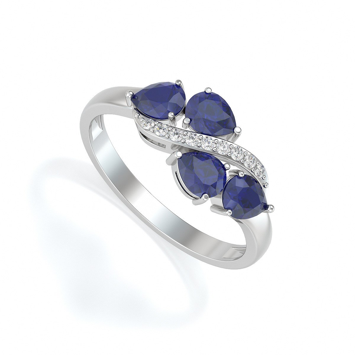Bague ADEN ADEN Or 585 585 Blanc Saphir et diamants 2.414grs