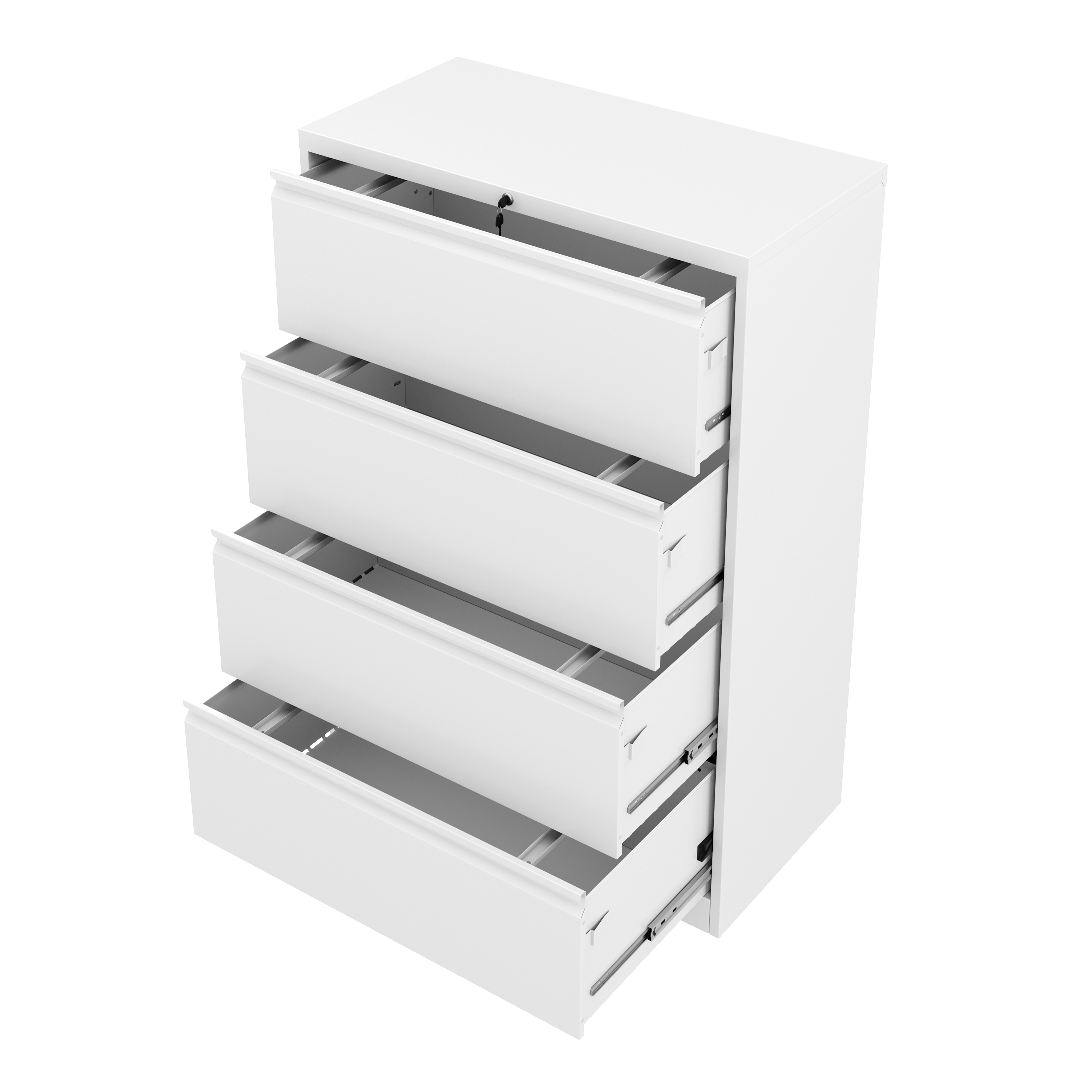 Aktenschrank mit 4 Schubladen 90 x 133 cm weiss